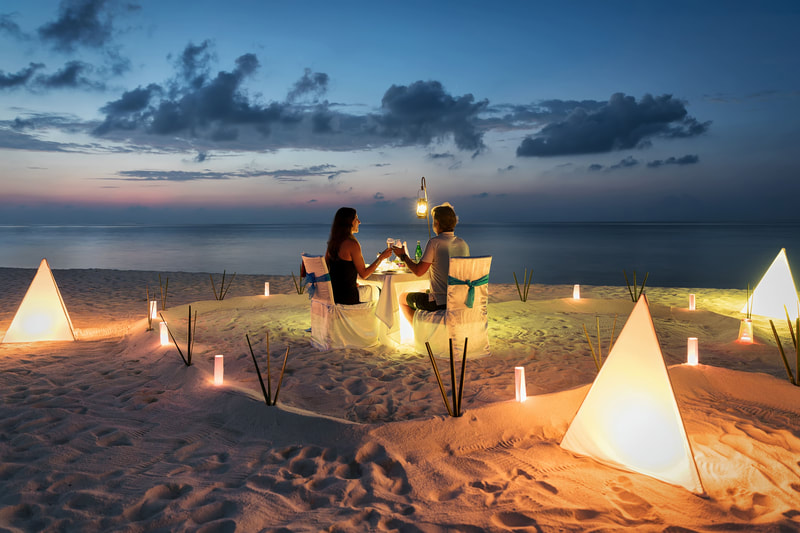 romantic dinner by the sea